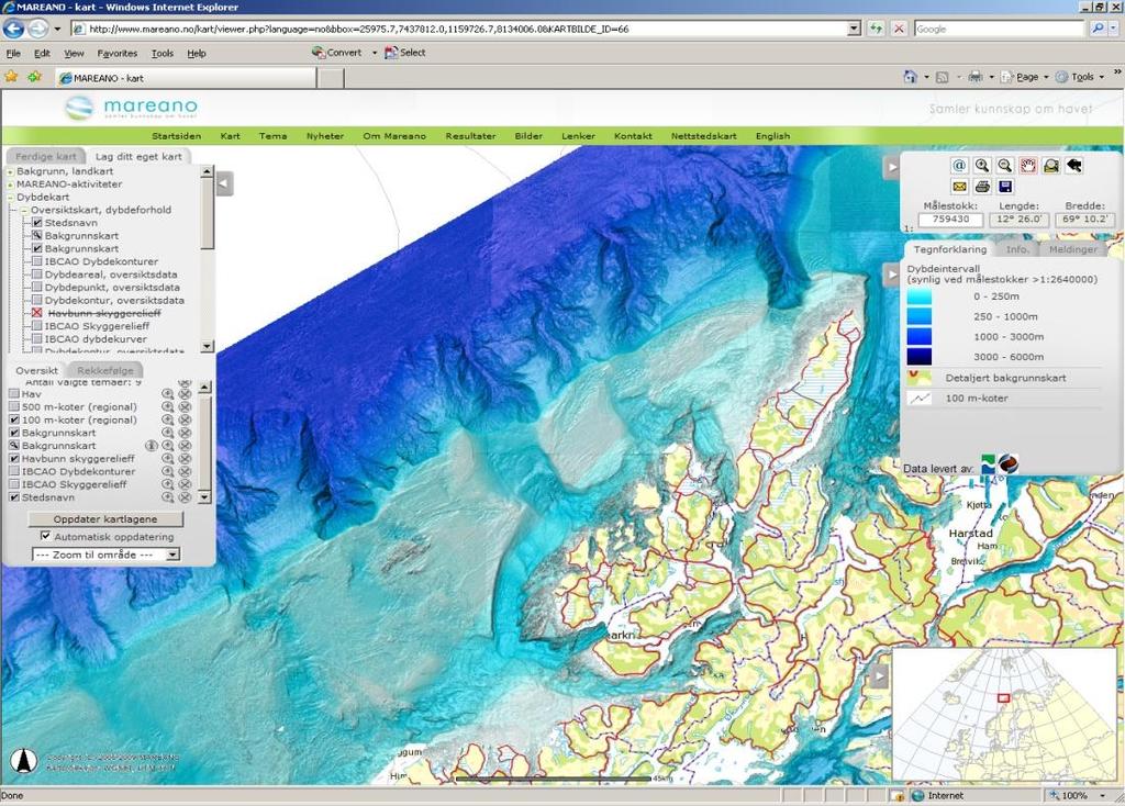 NSDI: According to the MAREANO data policy all geodata from the MAREANO programme will be published in the Norwegian spatial data infrastructure; Norge Digitalt.