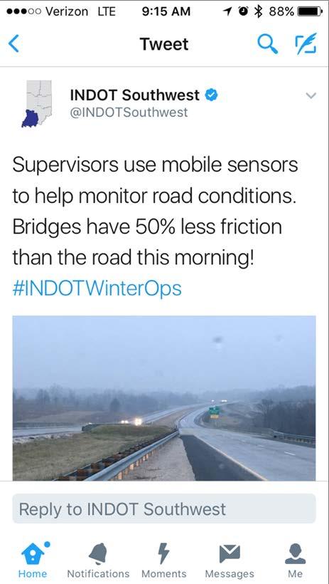INDOT MARWIS Program Tool for public safety as well as DOT winter maintenance decision