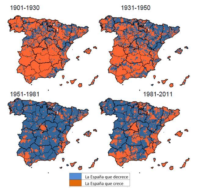 Evolución de la población en el territorio (1901-2011) o 1901-1930. Fuerte urbanización en el conjunto del país o 1931-1950.