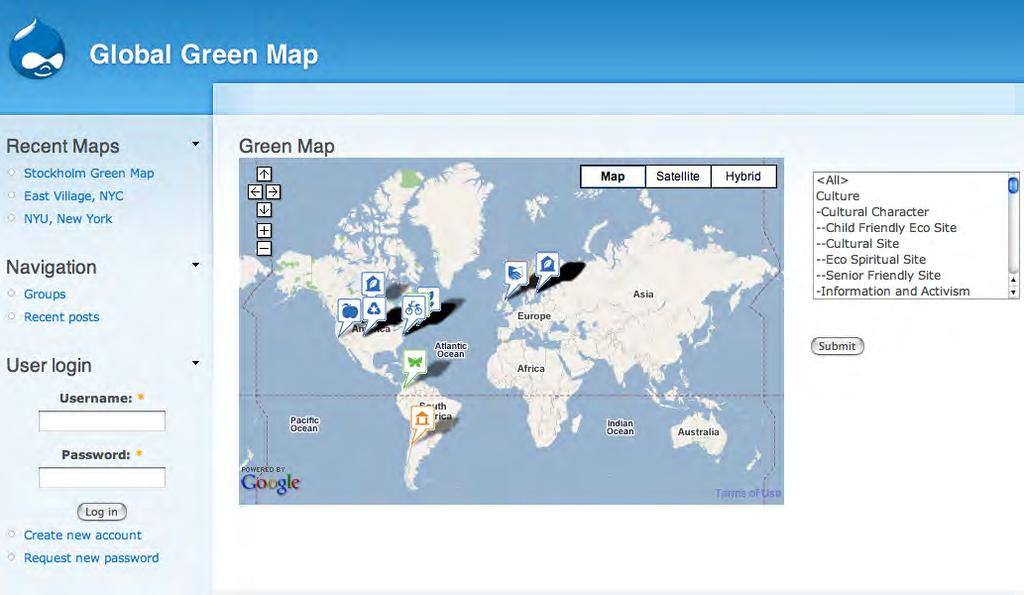 Global Global Green Green Map: Map Progress as of November 2007 Overall Development