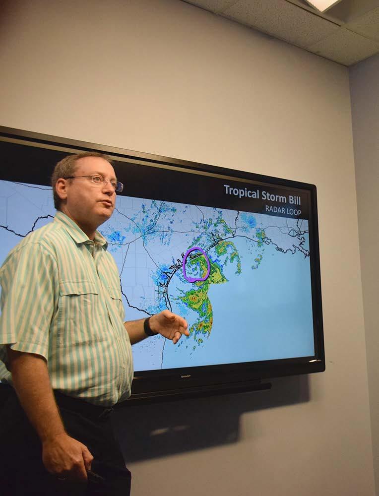 Hurricane Liaison Team Summary of Operations James Franklin, HSU Chief of the National Hurricane Center provides a briefing on Tropical Storm Bill, June, 16, 2015, at the National Hurricane Center in