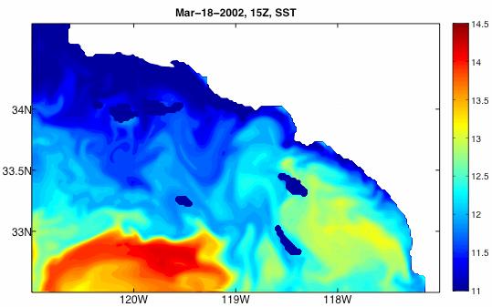WRF-ROMS simulation on March 18, 2002 (WRF applied at 6 km and