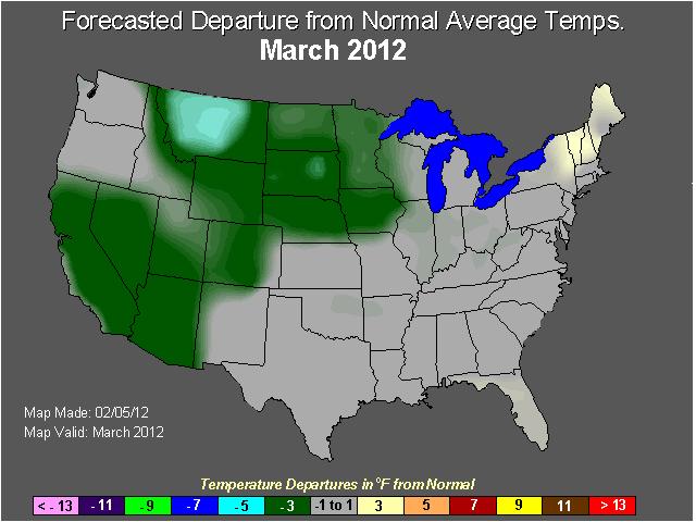 FEBRUARY 2012 Monthly Temperature Departures FEBRUARY 2012