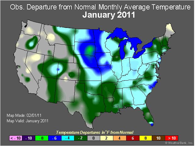 The following graphics depict JANUARY 2012 departure from normal temperatures compared to those of JANUARY 2011 (this year to last year; LY to TY ): The following graphics depict JANUARY 2012