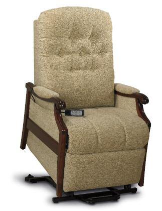 winchester riser recliner (Partially reclined) Features a fibre filled button back cushion with a solid ash