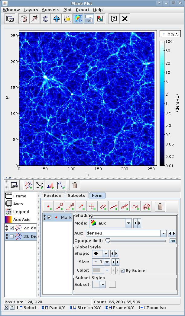 7 THE DENSITY FIELD WITH TOPCAT 7 The density field with TOPCAT Go to the Topcat TAP Query interface and enter following query in order to extract a slice of the density from the Bolshoi simulation