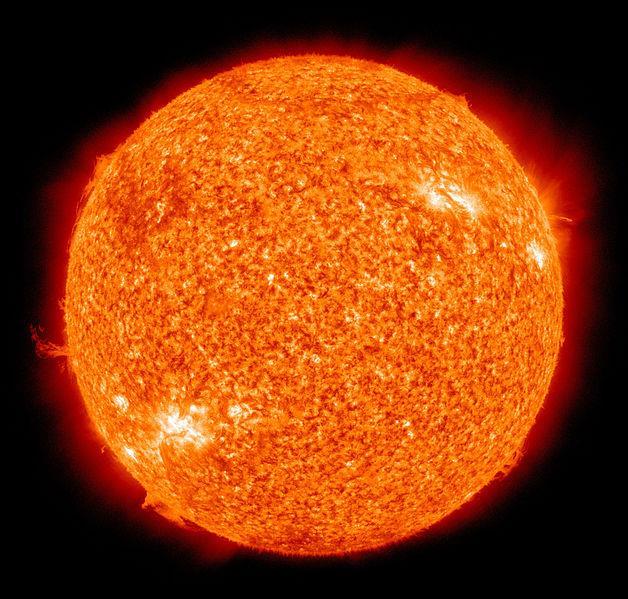 The Sun a Thermonuclear Furnace The sun is a hot sphere of gas whose internal temperatures reach over 20 million deg. K. Nuclear fusion reaction at the sun's core converts hydrogen to helium.