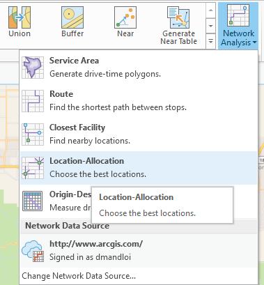 Using the Location-Allocation service Use Location-Allocation analysis layer in ArcGIS Pro Use
