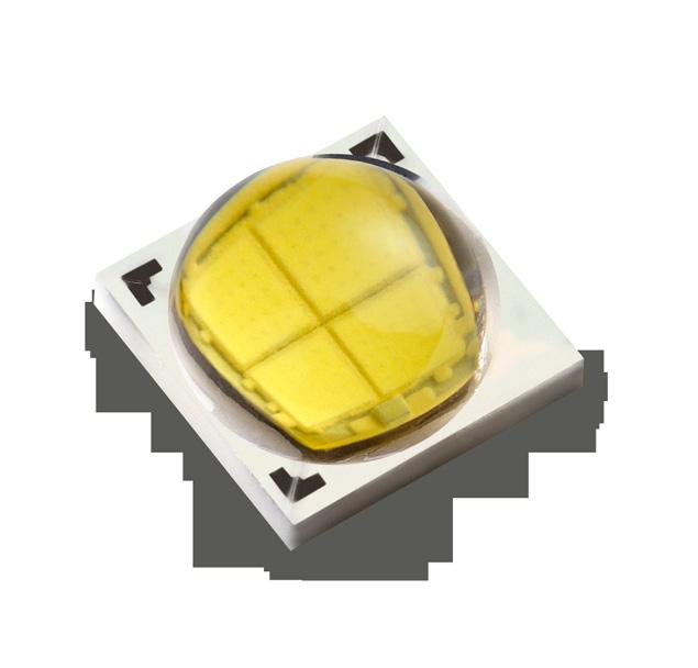 1400 hot lumens (at 120 lm/w) available from a 3x3 mm LED area enables reduced emitter counts and compact fixture designs