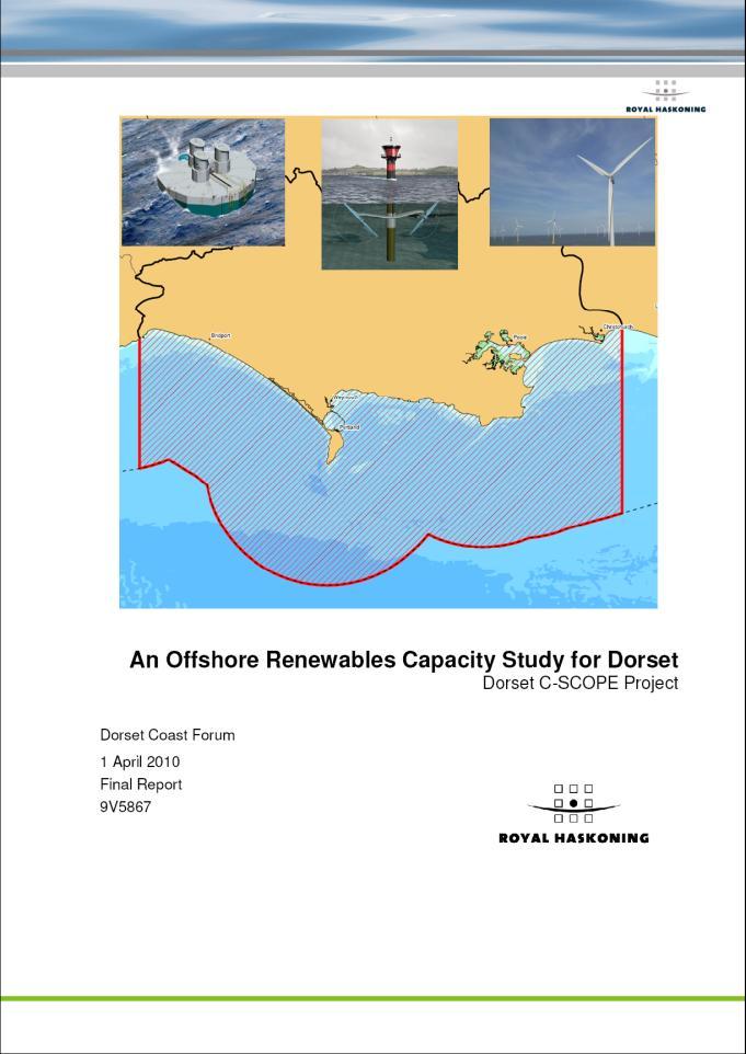 Offshore renewable capacity report Royal Haskoning report focused on: Current and emerging marine renewable energy technologies and their potential operating conditions Constraints mapping to
