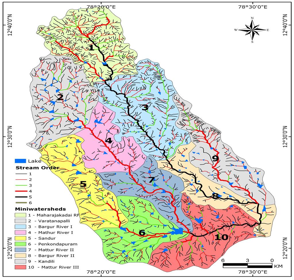 Prioritization of miniwatersheds based on Morphometric Analysis using Remote Sensing and GIS techniques Figure 2: Miniwatersheds and Stream orders classification 3.