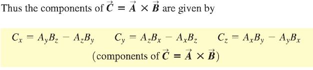 We can calculate the vector product A B directly