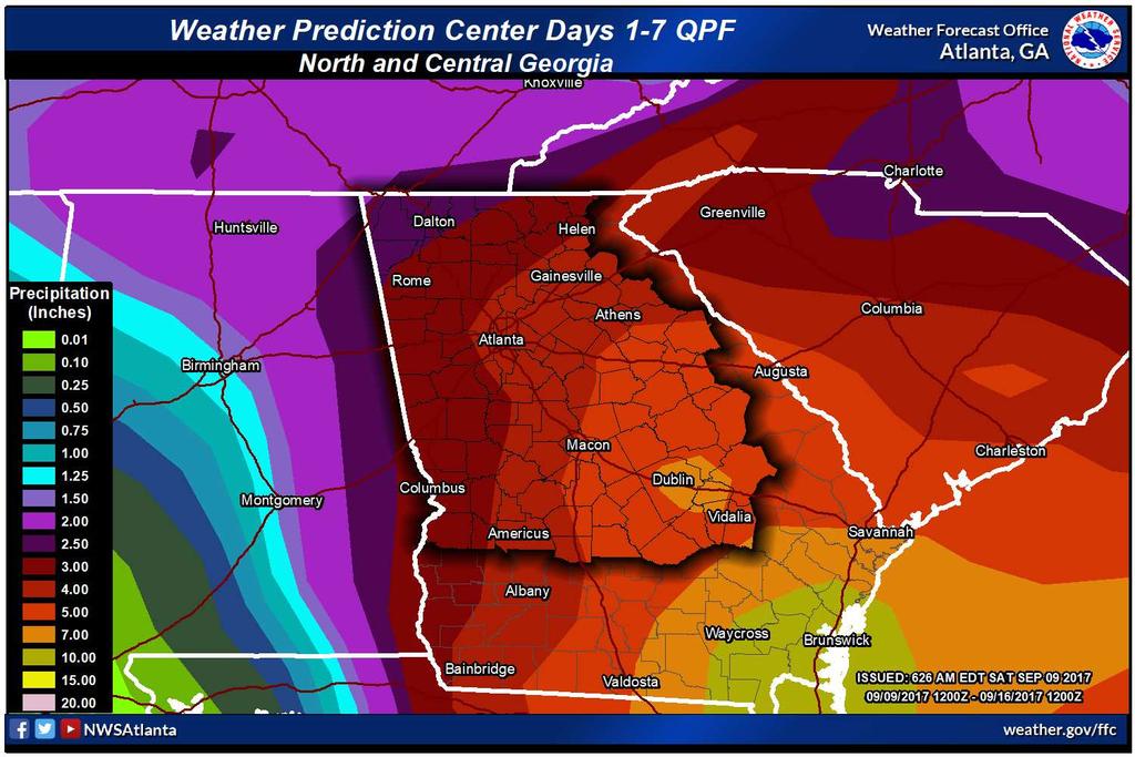 Expected Storm Total Rainfall Rain Mostly occurs Mon-Wed Based on forecast