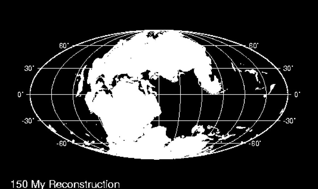 Continental Drift Reconstructed Shows motion of continental plates over last 150 Myr.