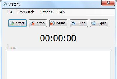 Setup 2. Stopwatch Software (2) How to use the Watchy. (1) Run Watchy software. [Start] or [F5] : Start the clock. [Stop] or [F6] : Stop the clock. [Reset] or [F7] : Reset the stopwatch to zero.