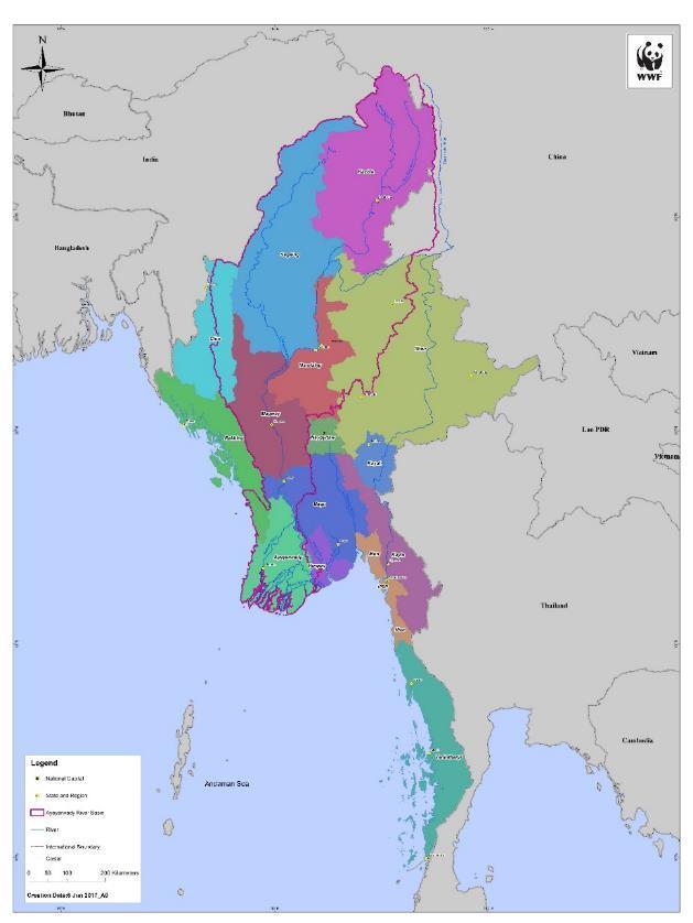The Ayeyarwady River Basic is central to the Myanmar economy and society Population: 66% of Myanmar (34 million) Land area: 61% of Myanmar (400000km 2 ) 60% of Myanmar rice production 90% of mining