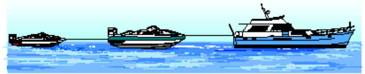 4. A yacht is towing 2 speed boats that have broken down. The mass of the larger boat is 1200 kg, while the smaller one has a mass of 850 kg. The tension in the cable to the first speed boat is 550 N.