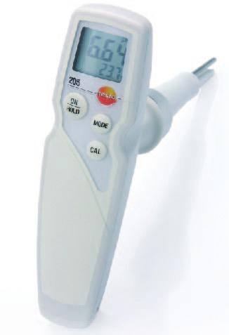 testo 205 Fast and convenient measurement during production The professional ph instrument for the food sector testo 205 is a ph instrument, developed together with experts from the food sector, for