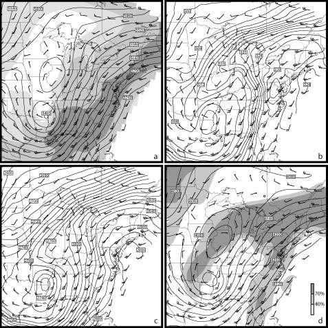 Upper level fronts are most easily identified by analyzing e on constant pressure surfaces that intersect the front (400 to