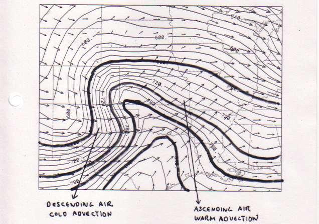 Upper level fronts are located at the leading