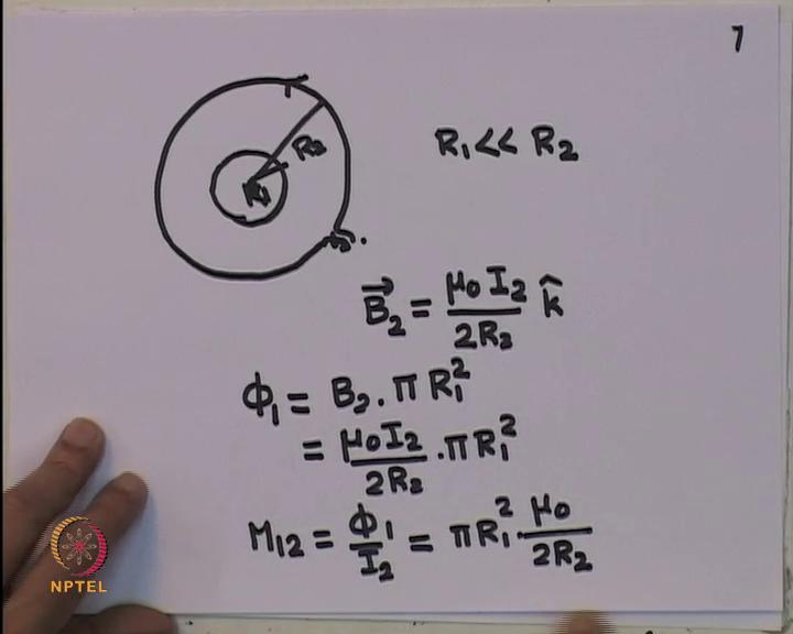 (Refer Slide Time: 22:22) Now, if I assume that the current is changing through the bigger circle, and there is a smaller circle inside I have, I am magnified it but, let us assume that R 1, R 1 is