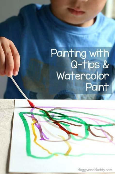Materials } cotton swabs & watercolor paint What Children Learn }