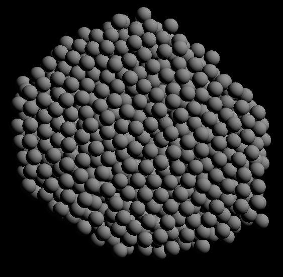 89 Figure 3.25: The shape of the aggregate object in simulation 27 before having its last mass loss episode. The z-axis is along the line of sight. The aggregate has shed 50 spheres.