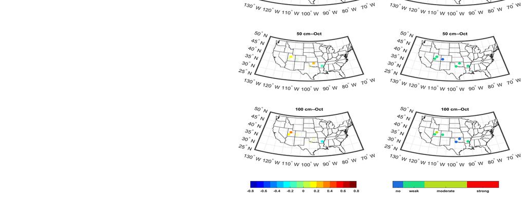 Correlation between 2-m temperature and soil moisture The