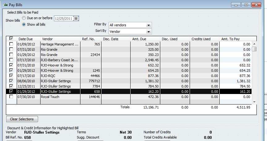 This allows us to run an Accounts Payable report of just RJO vendors we owe.