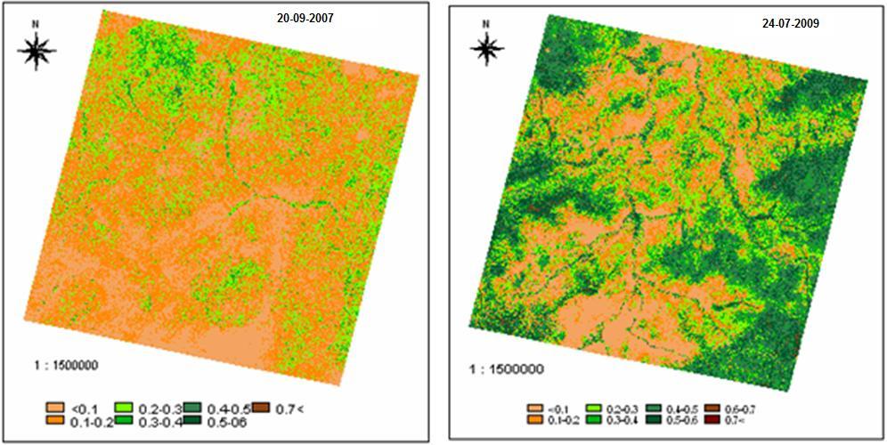 2.2. Landsat TM Data Processing Landsat TM multi temporal datasets were processed to retrieve the NDVI, LST and albedo on high spatial resolution and to generate the land cover theme which is used to