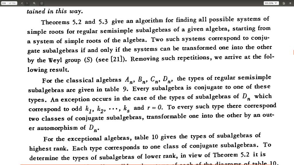 Dynkin: On Semisimple subalgebras