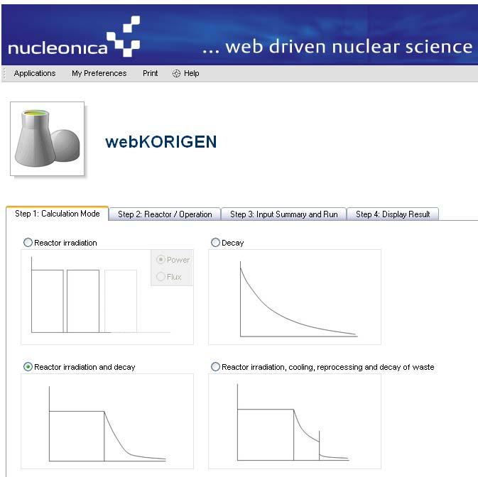 Highlight: webkorigen Starting with an initial reactor fuel or a target nuclide, webkorigen