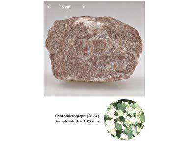 Quartzite, a nonfoliated metamorphic rock formed from quartz sandstone.