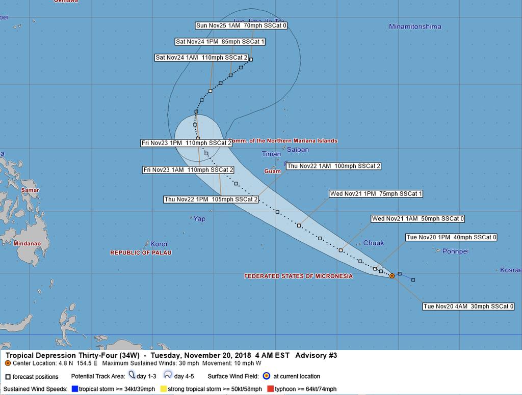 Tropical Outlook Western Pacific Tropical Depression 34W (Advisory No. 3 as of 4:00 a.m.