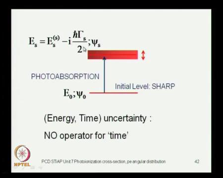 (Refer Slide Time: 16:32) So, this is what is happening in photo absorption, you have got a certain initial state energy E 0, and eigen state represented by psi 0 and the photo absorption raises it
