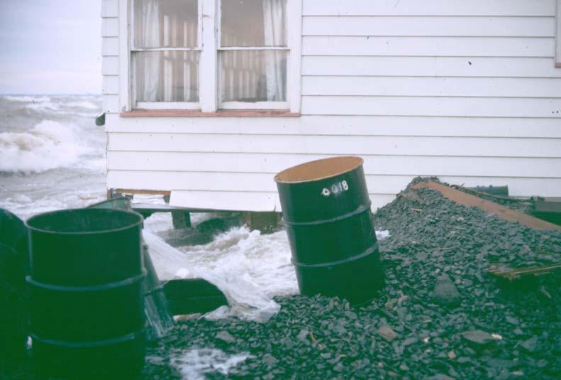 The lake level with surge wasn t high enough to reach the main floor of the building and thus there was no damage predicted to the interior of the home or the contents.