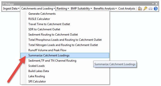 4.9 SUMMARIZE CATCHMENT LOADINGS Description The Summarize Catchment Loading tool generates an output table that contains the source assessment