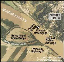 Mississippi River at Chester, Illinois Daily stage values from 1891 in database USGS began operating in 1942, continuous stage-discharge
