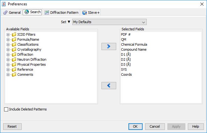 Preferences Module Open the Preferences Module to select which data fields you would like to display in your results.