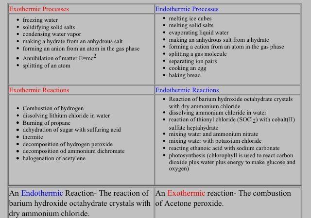 Examples of Exothermic