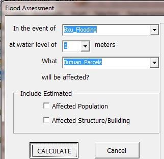 The system queries for the flood and parcel map wherein level of the flood is identified first.