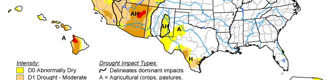 provides a general upto-date summary of current drought conditions across the Lower 48 States,
