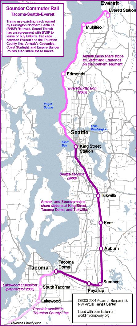 Sounder Seattle Metropolitan Area Sounder commuter rail is a regional rail service operated by the Burlington Northern-Santa Fe Railroad on behalf of Sound Transit serving the greater Seattle