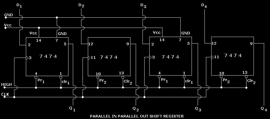 Circuit Diagram: Parallel-in Serial-out shift Register