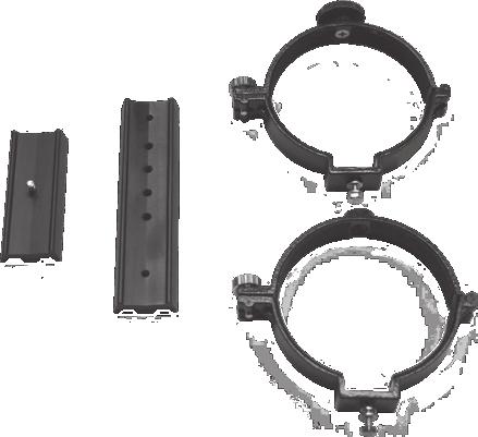 ¼"-20 Dovetail adapter Dovetail mounting bar Tube rings Figure 5: Orion sells a variety of optional mounting bars and tube rings that will couple your telescope to the VersaGo II mount.