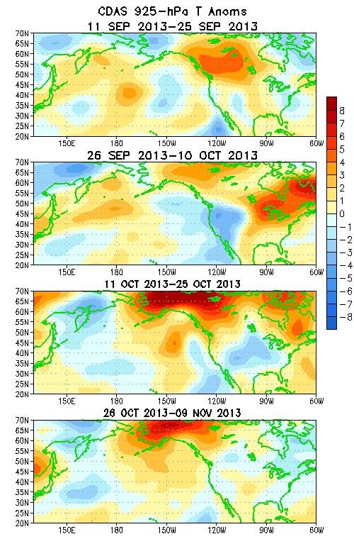 Atmospheric Circulation over the North Pacific & North America During the Last 60 Days During mid-september, anomalous