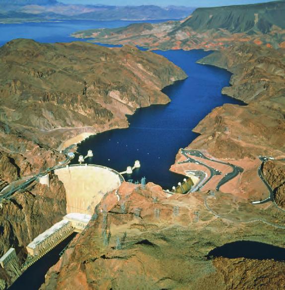 8 Energy, power and climate change The Hoover Dam in Colorado can generate 1.5 10 9 watts. The energy stored in a lake at altitude is gravitational PE.
