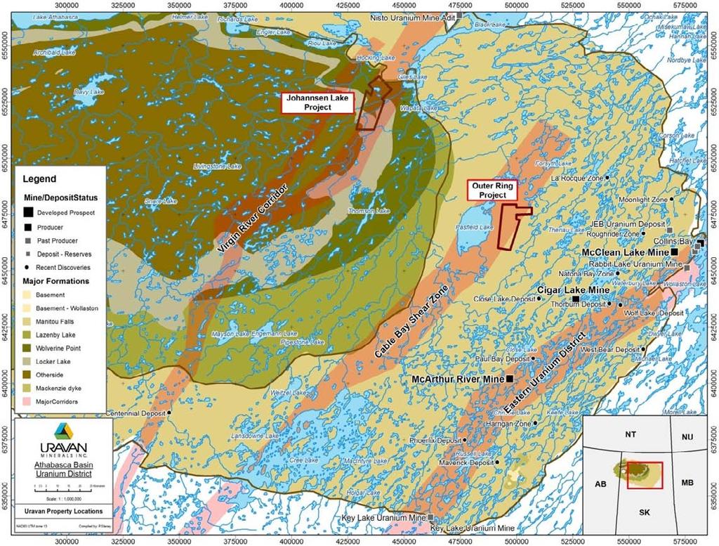 ATHABASCA BASIN PROPERTY PORTFOLIO Outer Ring Uranium Project 100% Uravan - acquired in December 2009. Located along the Cable Bay structural corridor.