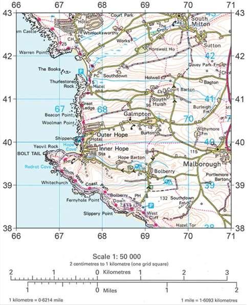 Q8. Study Figure A, a 1: 50 000 Ordnance Survey map extract of part of the coast of south west England.