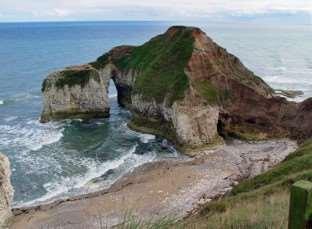 Q9. (a) Study Figure 1, a photograph of North Landing, Flamborough Head. Figure 2 is a sketch of Figure 1. Figure 1 On Figure 2, label landforms X, Y and Z.